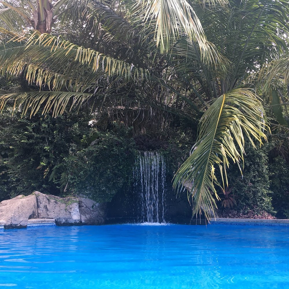 The pool waterfall and cave